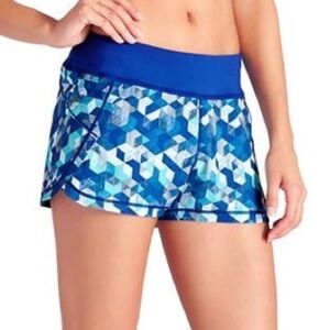 Athleta Triangular Pulse Lined‎ Brief Shorts Womens Size XLarge Blue Activewear